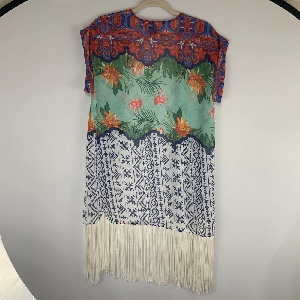 MICHELLE Nicole Fringe Kimono Swim Cover Up Size M - Picture 3 of 5